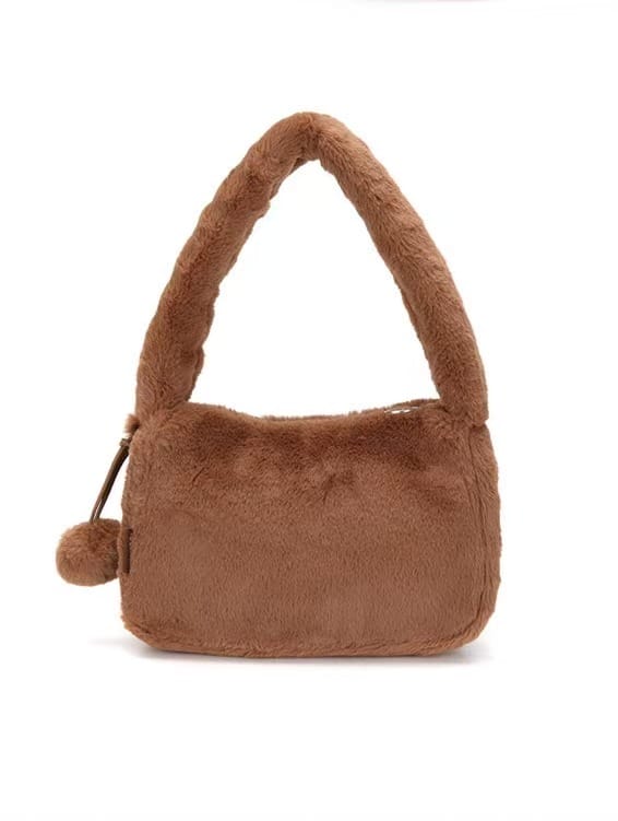 Kangol 触感超好的毛绒绒腋下包 咖色