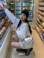 Anoetic ins超火的银色蝴蝶结书包 RIBBON CLASSIC BACKPACK_SILVER