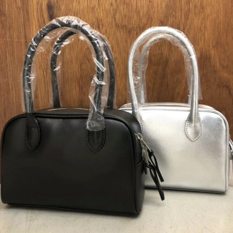 HEHR 100%牛皮 超好看的银色小方托特包