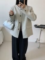 HEHR 100%牛皮 超好看的银色小方托特包