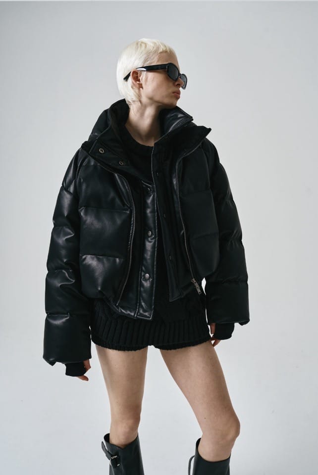 Noirer 超级大爆款假两件pu机车鹅绒服
