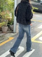 完全不会显臃肿的泰迪毛 毛毛超软 巨显瘦的黑色