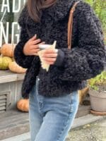 完全不会显臃肿的泰迪毛 毛毛超软 巨显瘦的黑色