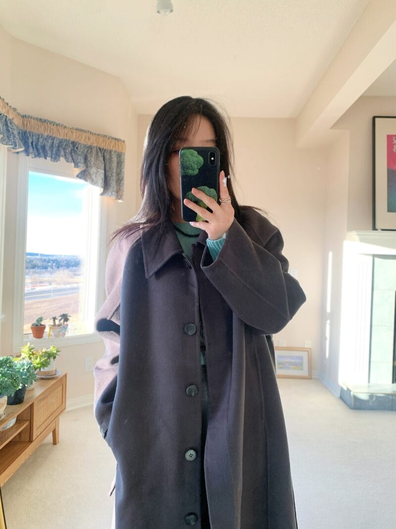 很高级的浅烟灰色100%羊毛大衣 不薄不厚刚刚好