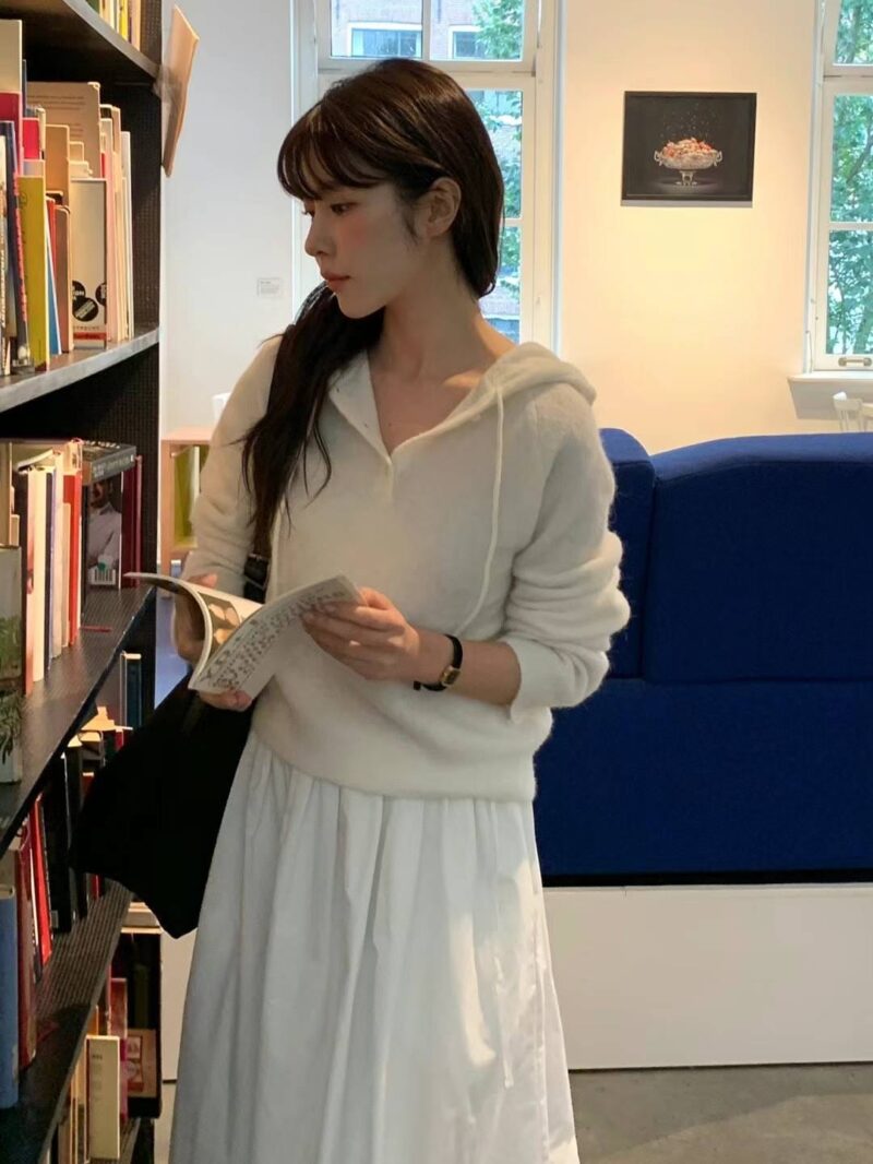 羊毛35 马海毛15 慵懒感氛围感连帽上衣