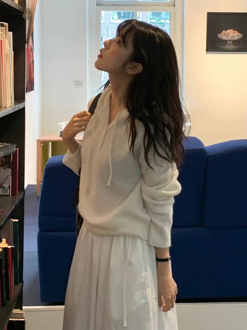 羊毛35 马海毛15 慵懒感氛围感连帽上衣