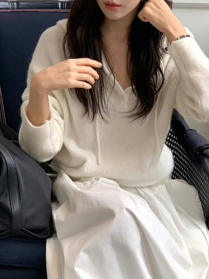 羊毛35 马海毛15 慵懒感氛围感连帽上衣