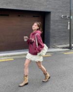 Black Cat绝美梅子色加绒连帽卫衣