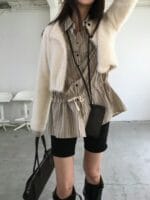 女神感～ 超美的短款毛毛白色小开衫