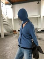 马海毛70 氛围感假两件V领毛衣