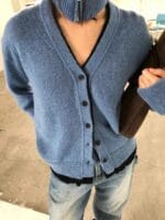 马海毛70 氛围感假两件V领毛衣