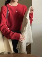 无缝一体毛衣100%羊毛 一点都不扎是很显瘦慵懒感up