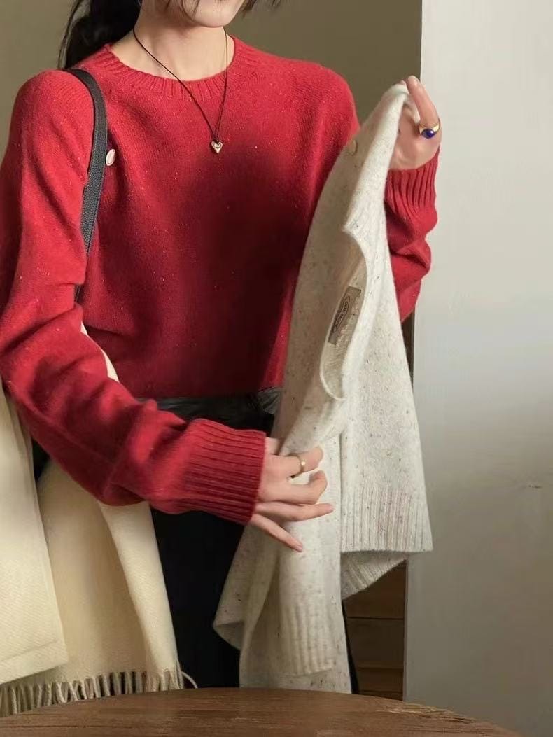 无缝一体毛衣100%羊毛 一点都不扎是很显瘦慵懒感up