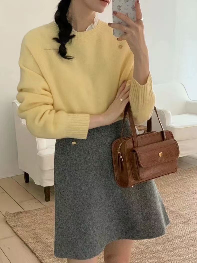 无缝一体毛衣100%羊毛 一点都不扎是很显瘦慵懒感up