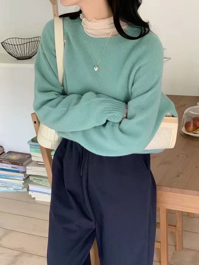 无缝一体毛衣100%羊毛 一点都不扎是很显瘦慵懒感up