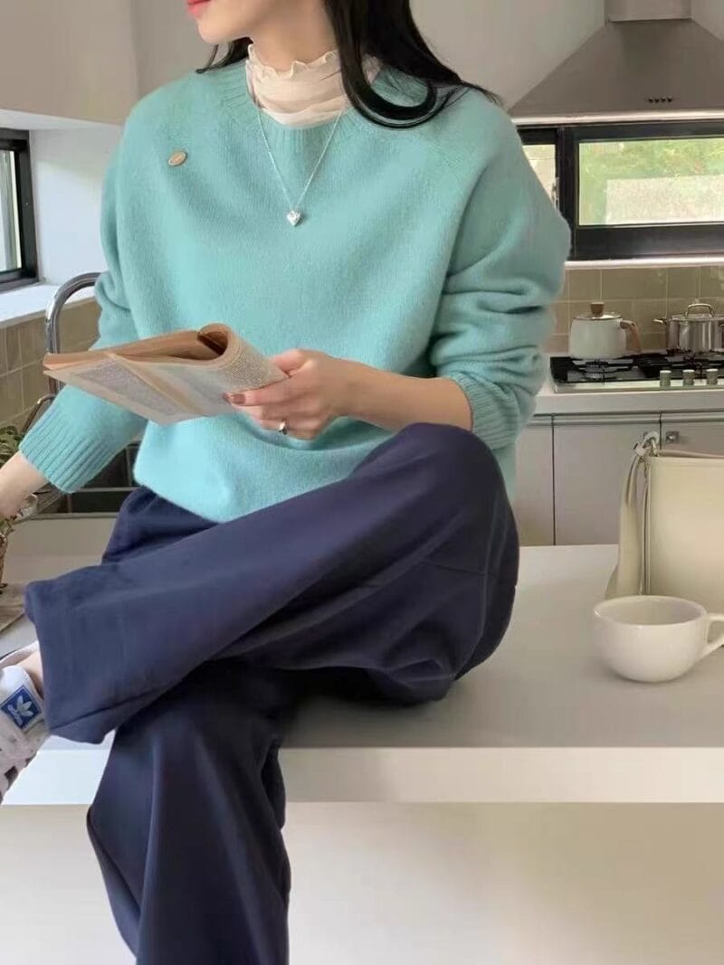 无缝一体毛衣100%羊毛 一点都不扎是很显瘦慵懒感up