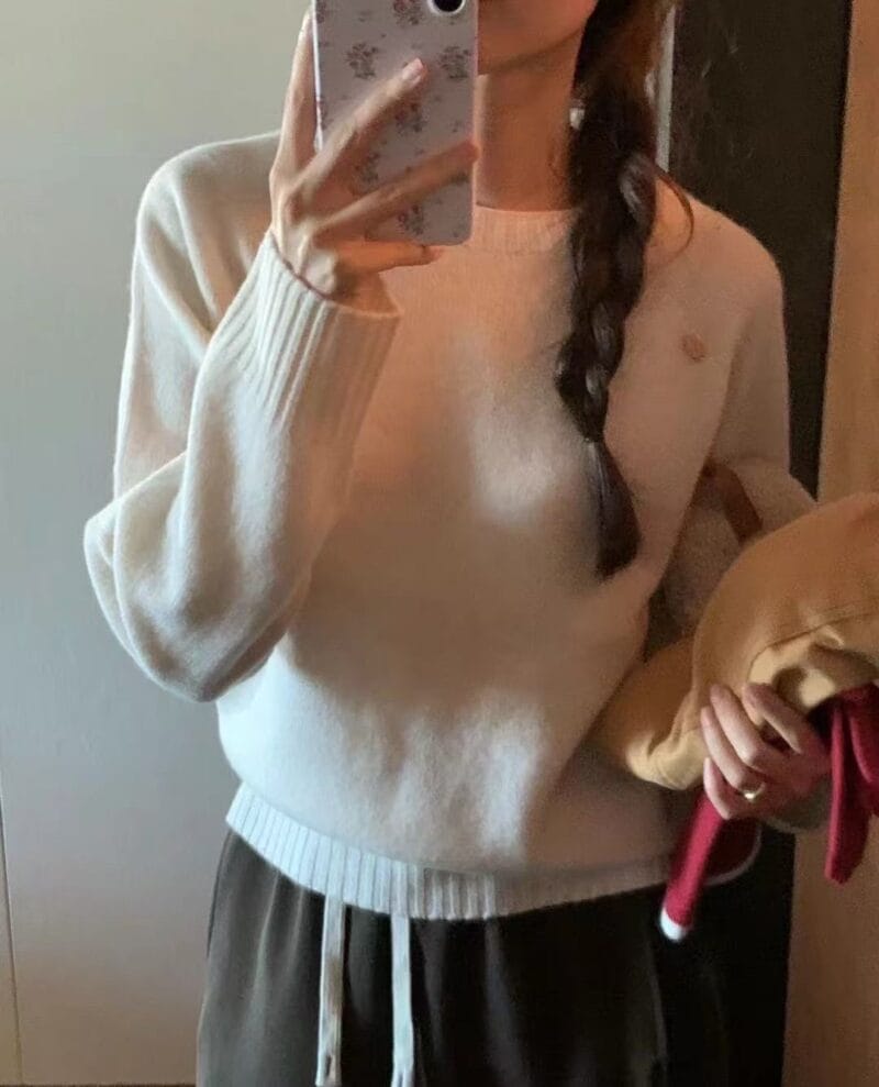 无缝一体毛衣100%羊毛 一点都不扎是很显瘦慵懒感up