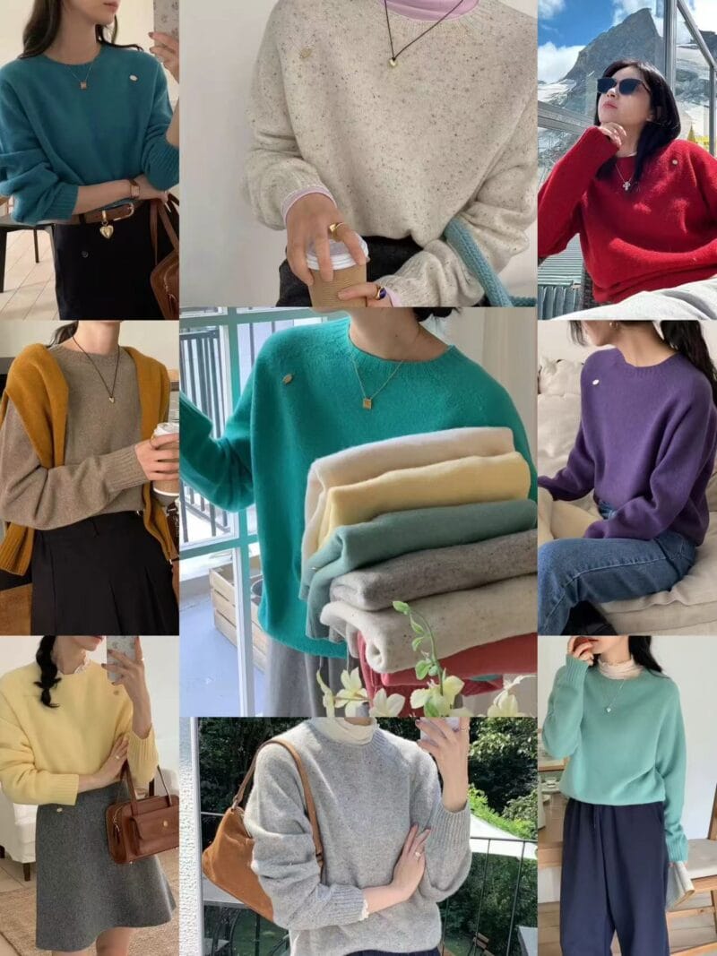 无缝一体毛衣100%羊毛 一点都不扎是很显瘦慵懒感up