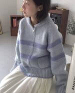 韩国ins大爆款 小翻领拉链毛衣100%羊毛 两色