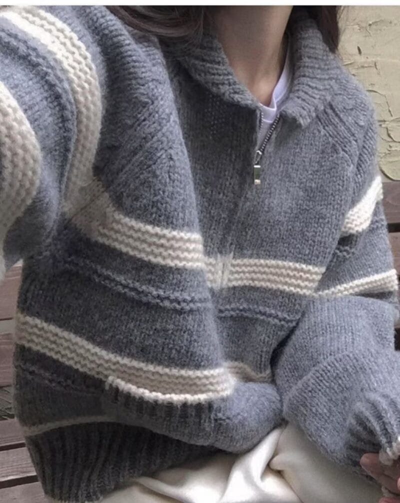 韩国ins大爆款 小翻领拉链毛衣100%羊毛 两色