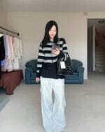 超级酷的工装裤 小腿处褶皱设计非常的显腿长