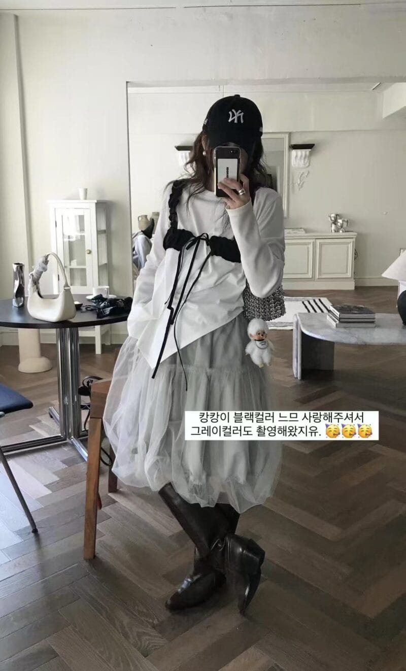 韩国爆款天丝双层纱花苞裙 绝美百搭灰色