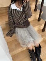 韩国爆款天丝双层纱花苞裙 绝美百搭灰色