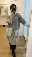 韩国爆款天丝双层纱花苞裙 绝美百搭灰色