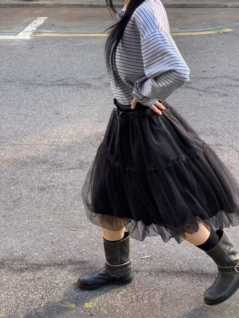 韩国爆款天丝双层花苞裙 太好搭了 黑色