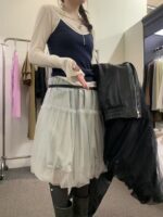 韩国爆款天丝双层纱花苞裙 绝美百搭灰色