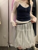 韩国爆款天丝双层纱花苞裙 绝美百搭灰色