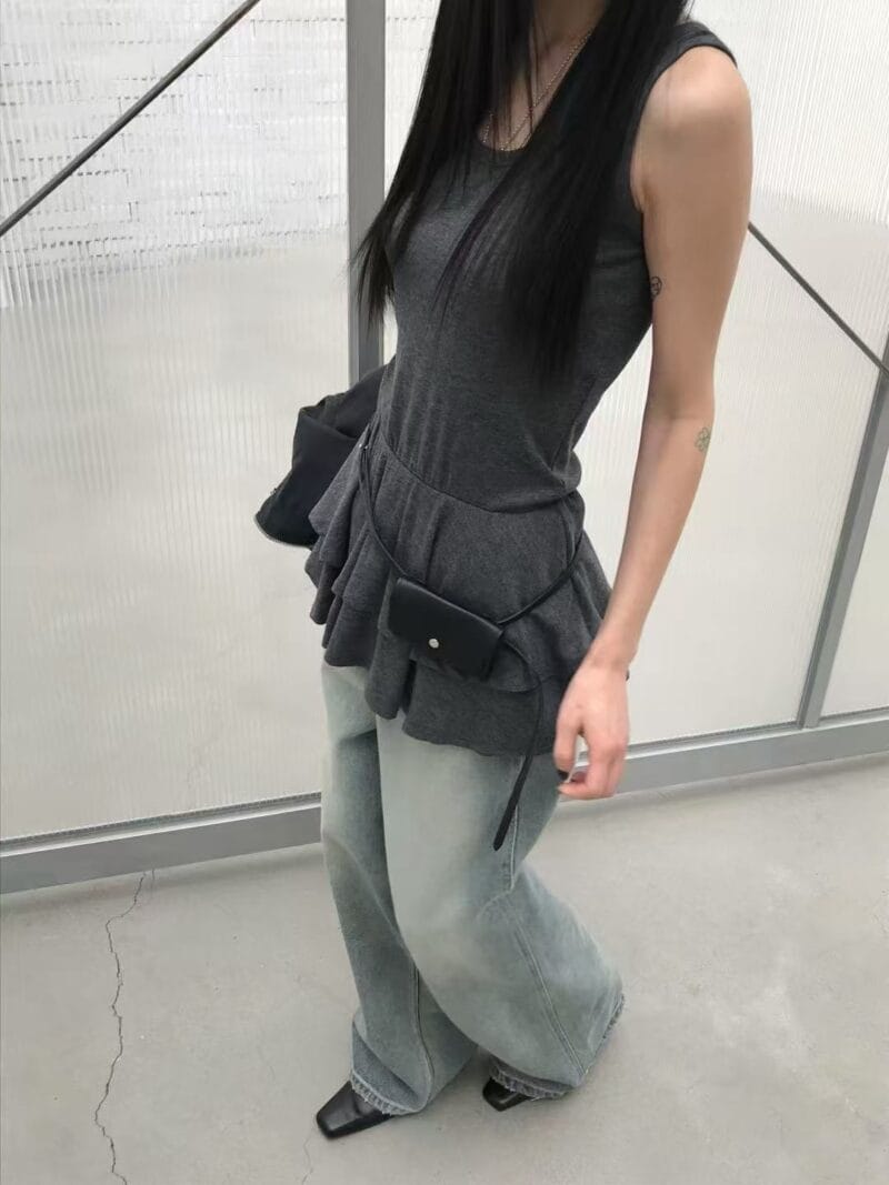 ins爆款 韩女氛围感的秘密 叠穿之神双层背心蛋糕裙