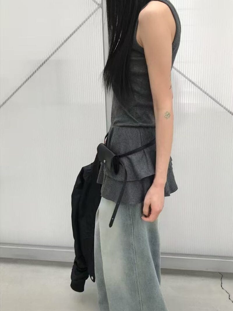 ins爆款 韩女氛围感的秘密 叠穿之神双层背心蛋糕裙