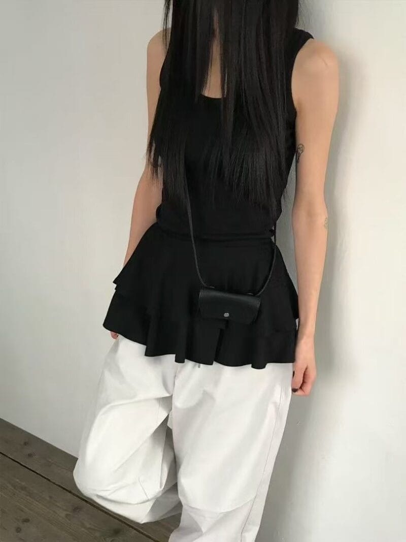 ins爆款 韩女氛围感的秘密 叠穿之神双层背心蛋糕裙