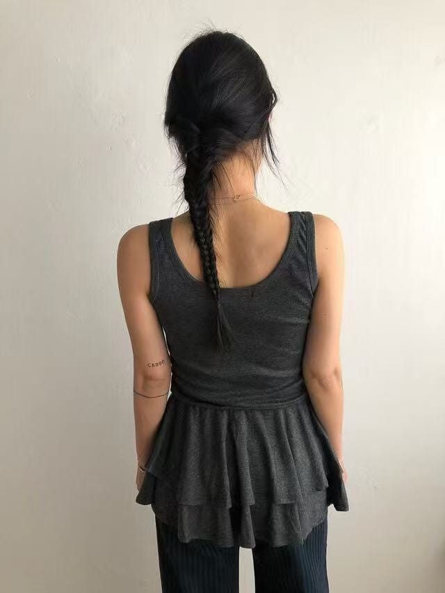 ins爆款 韩女氛围感的秘密 叠穿之神双层背心蛋糕裙