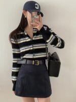 韩国唯一一次现象级大爆款的衣服 撞色毛衣开衫