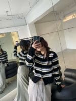 韩国唯一一次现象级大爆款的衣服 撞色毛衣开衫