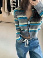 韩国唯一一次现象级大爆款的衣服 撞色毛衣开衫