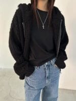 慵懒感满分 很有个性的黑色外套羊毛55%