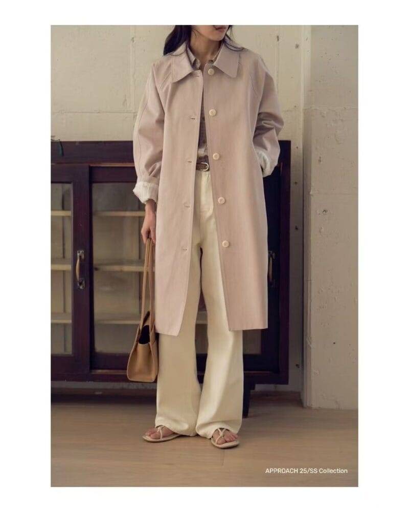 温柔气质的藕粉色风衣 是颜色很特别的风衣美爆了