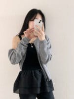 可爱俏皮的蕾丝肩带双层网纱叠穿