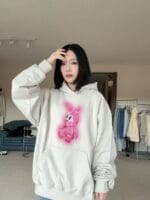 韩国ins大爆款的撞色兔子卫衣