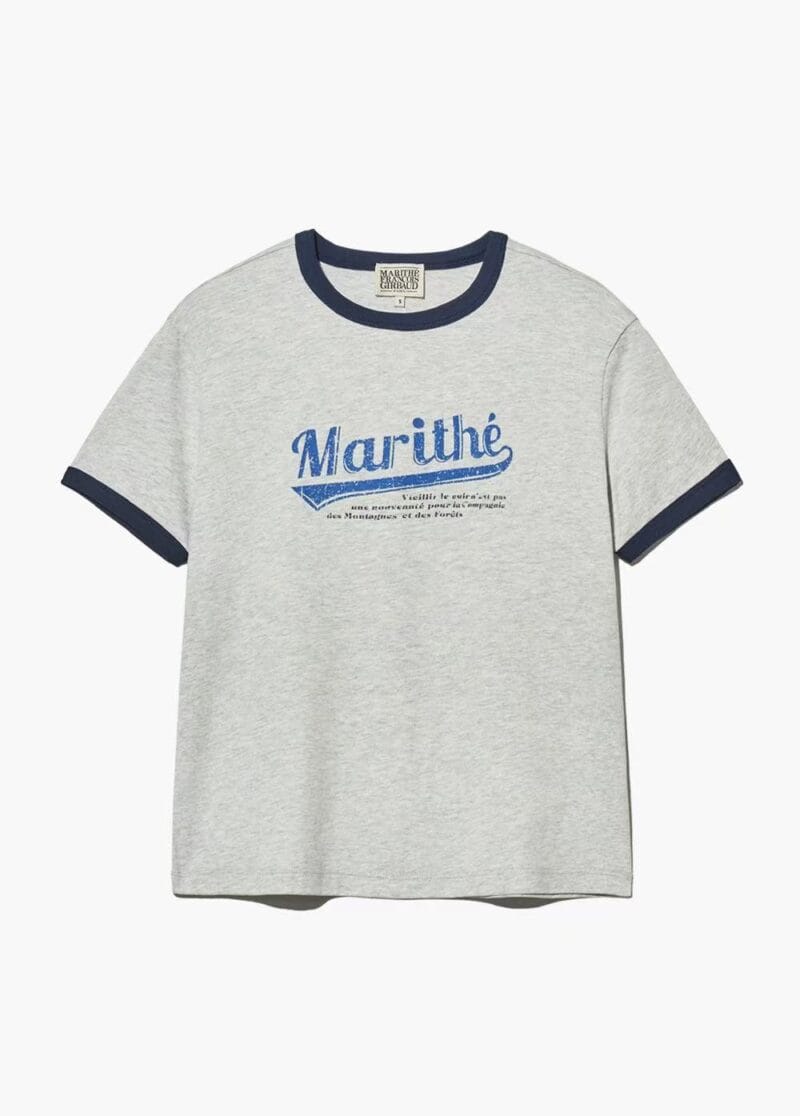 W VINTAGE BASEBALL RINGER TEE light heather gray