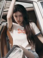 大爆款W VINTAGE BASEBALL RINGER TEE ivory 超多明星idol同款