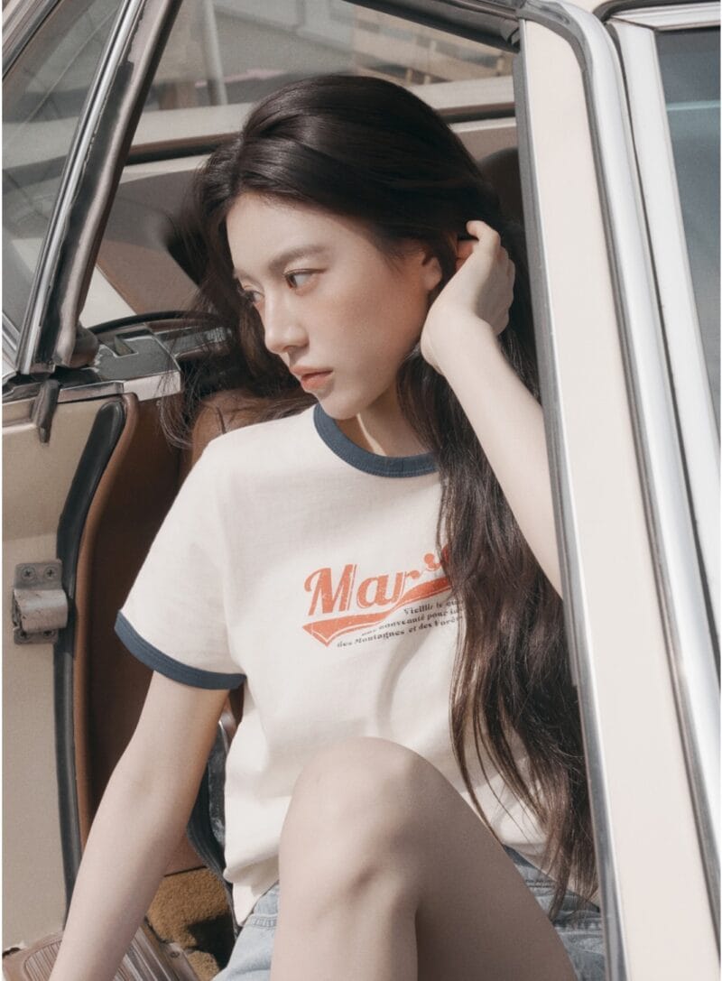 大爆款W VINTAGE BASEBALL RINGER TEE ivory 超多明星idol同款