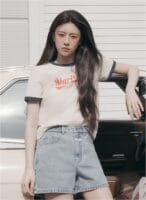 大爆款W VINTAGE BASEBALL RINGER TEE ivory 超多明星idol同款