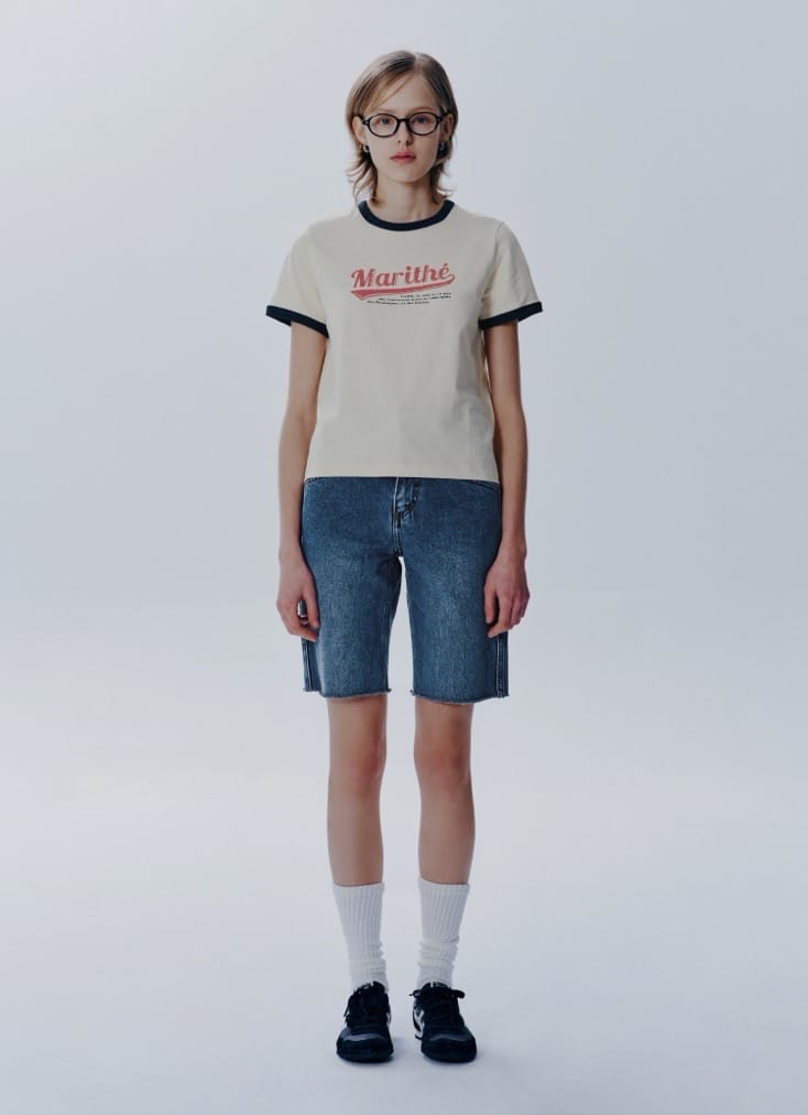 大爆款W VINTAGE BASEBALL RINGER TEE ivory 超多明星idol同款