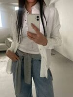 盐系ins清冷风 酷姐必备的条纹按压钮扣衬衫 两色