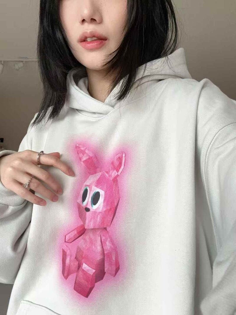 韩国ins大爆款的撞色兔子卫衣
