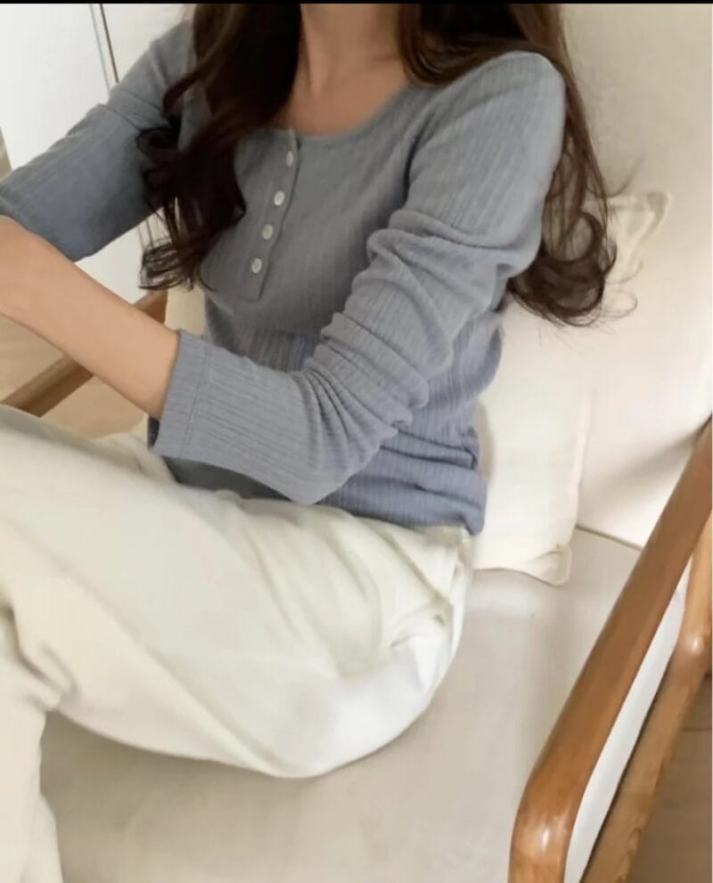 纯欲风 U领显瘦显身材的针织上衣 羊毛5%